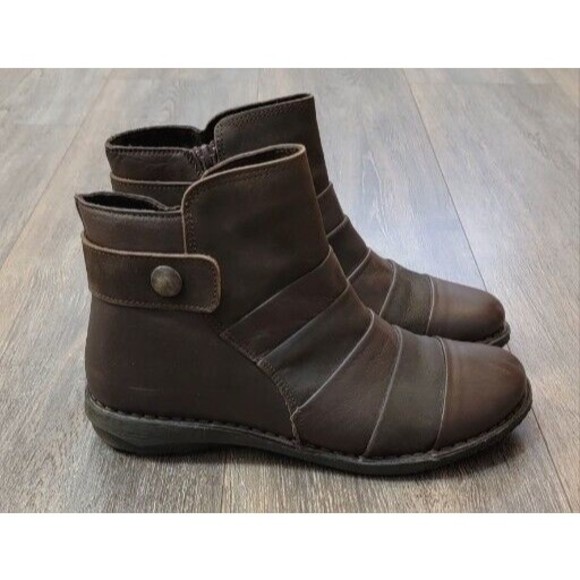 Tara M Quiana Brown Leather Ankle Boots Size 38 (8) Zipper - Picture 3 of 11